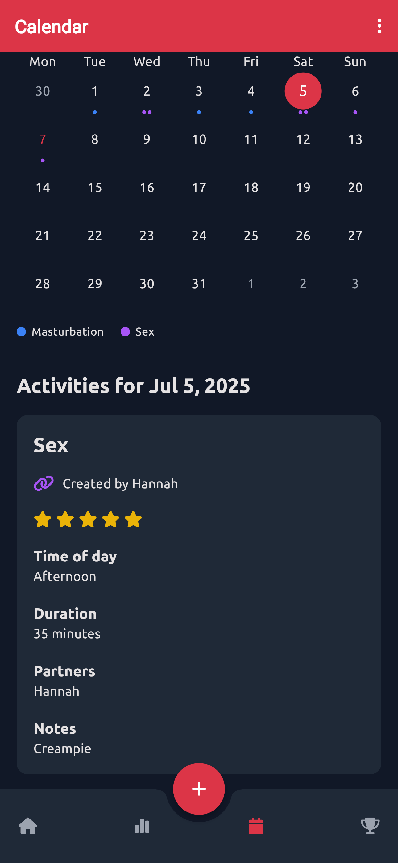Calendar Page Shared Activity