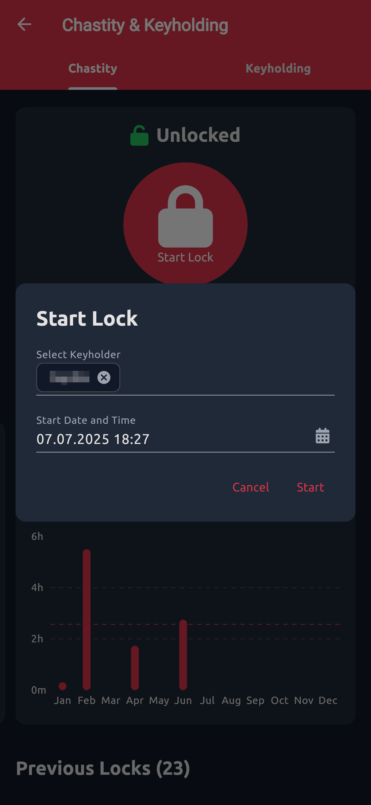 Chastity Page Start Lock Modal