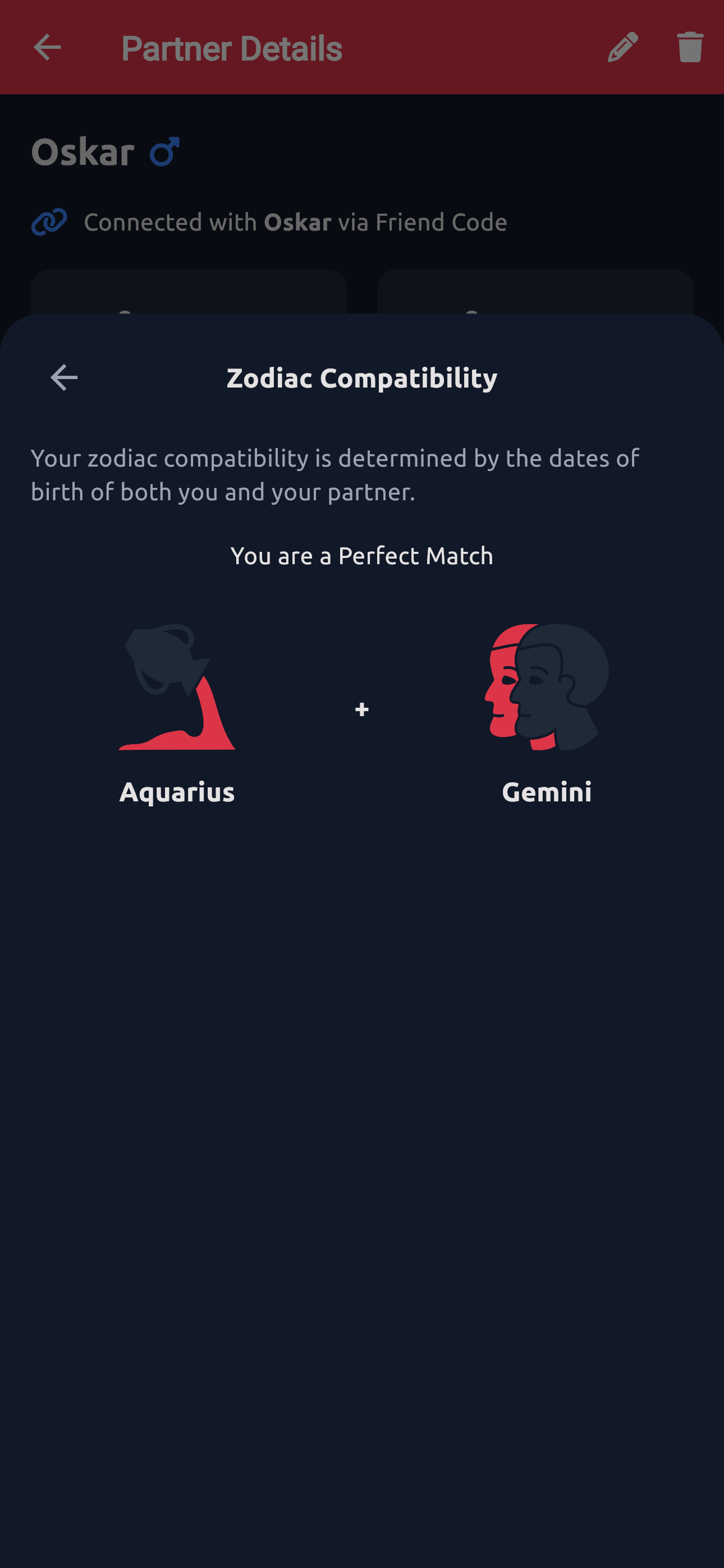 Partner Detail Page Zodiac Compatibility Sheet