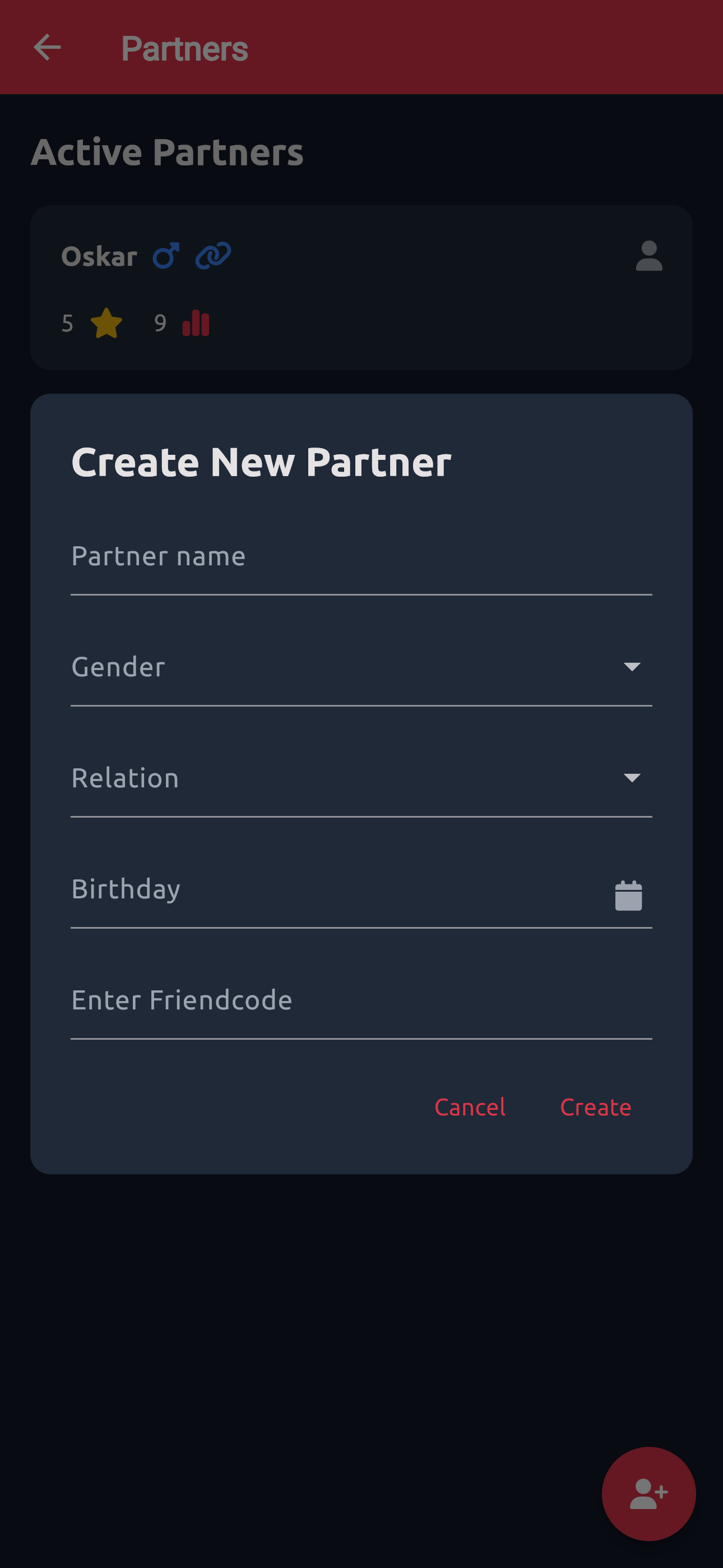 Partners Page Create Partner Modal